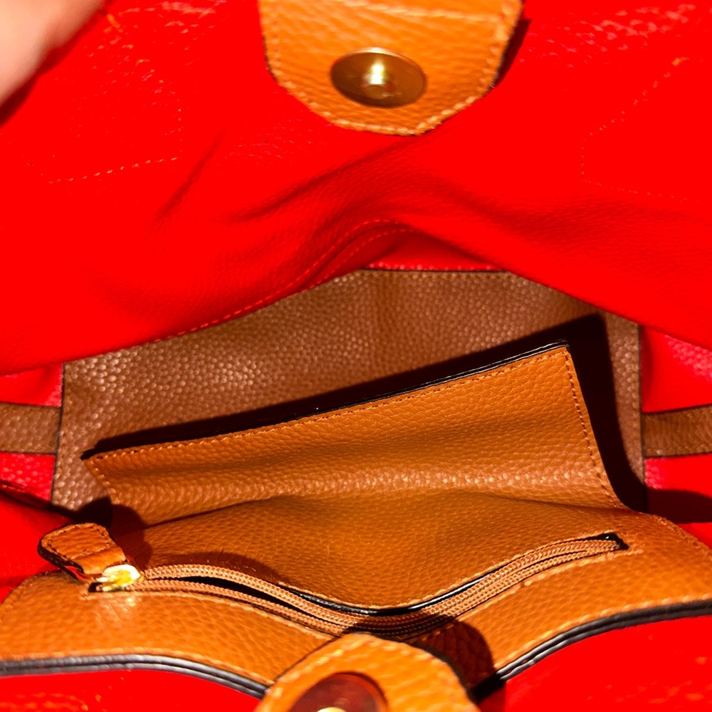 Stylish Red and Tan Women's Bag